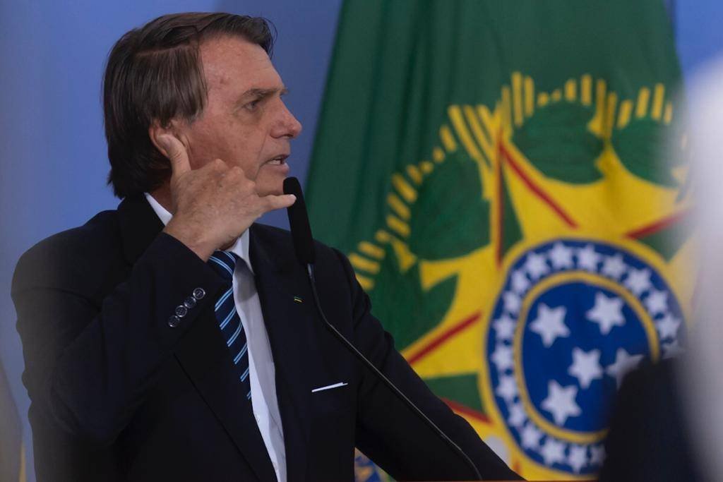 Bolsonaro eEvento de lançamento de Linhas de Crédito para Aquicultura e Pesca no palácio do Planalto