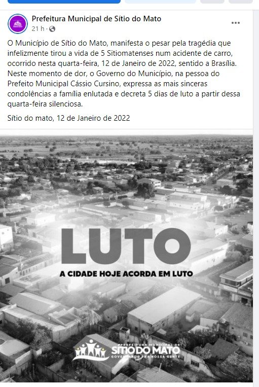 Luto por família morta em acidente de carro