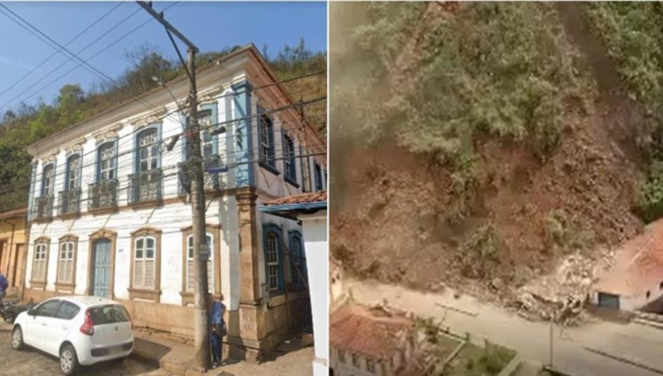 Confira o antes e o depois do casarão que foi soterrado em Ouro Preto