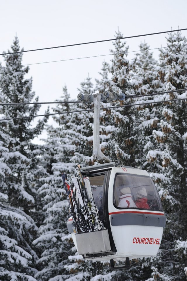 Verdons Gondola, Courchevel Ski Resort, Tree Valley Skiing Area, Savoie, France