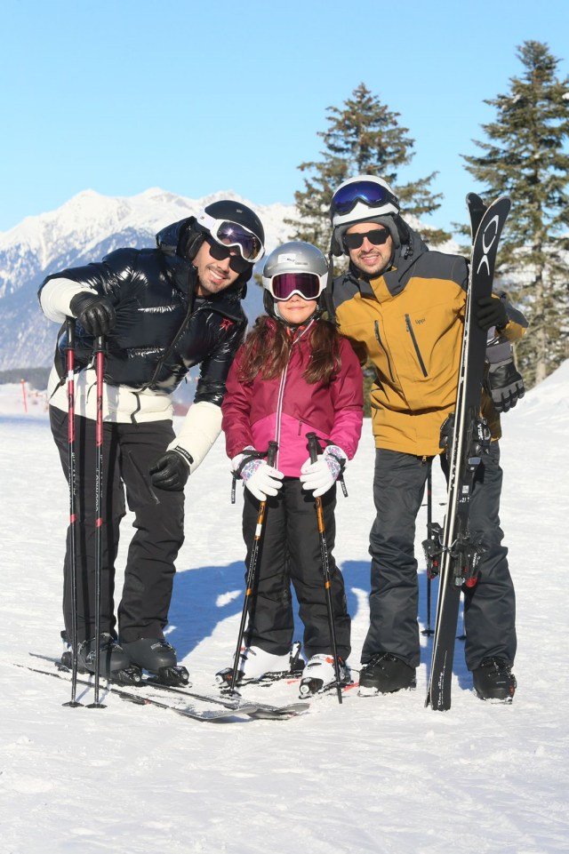 Thiago Miranda, Fausto Stauffer e Laura em viagem de esqui