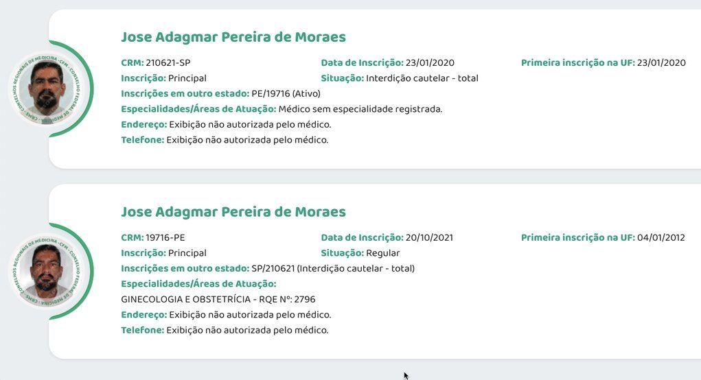 CRM do médico ginecologista continua ativo em Pernambuco