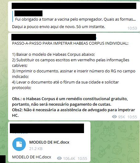 Administrador de grupo envia um