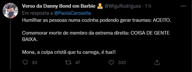 Paola Carosella cancelada no Twitter