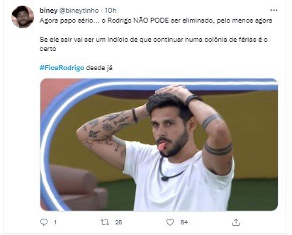 Web pede fica rodrigo no Twitter