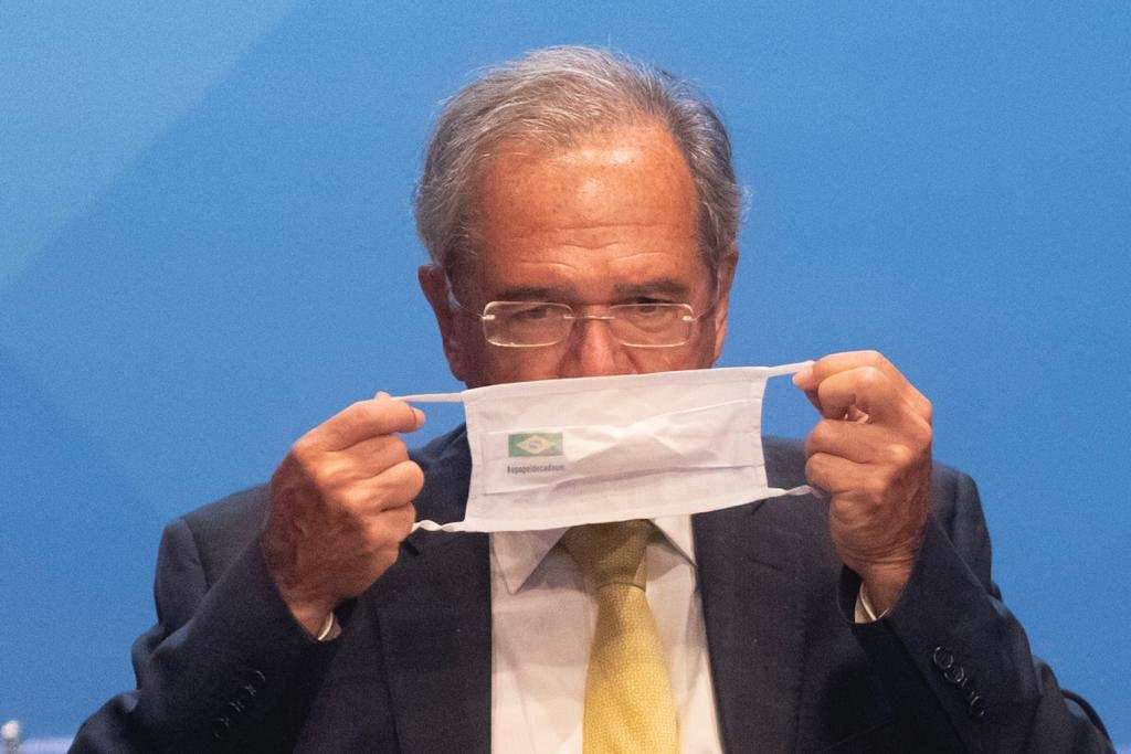 Ministro Paulo Guedes durante cerimônia da Caixa Econômica Federal “Democratizando o Acesso Ao Crédito”