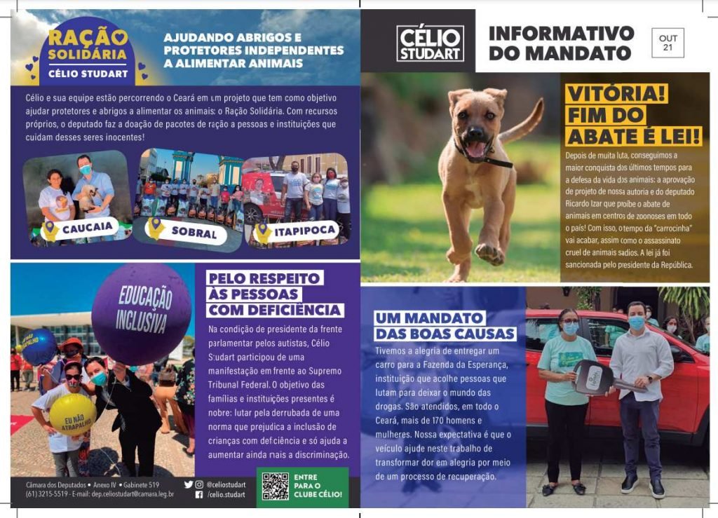 Material enviado para eleitores, segundo assessoria do deputado Célio Studart (PV-CE)