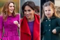 Montagem com foto de mulher com vestido rosa, mulher com casaco vermelho e blusa rosa e menina com casaco verde