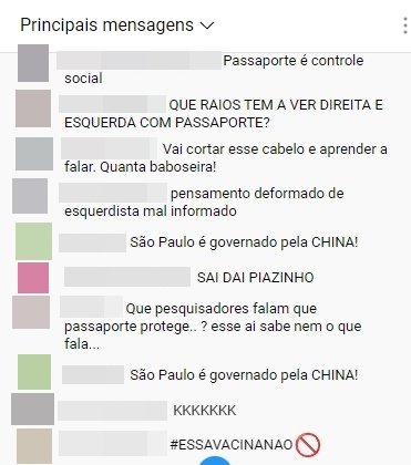 Comentários no chat do YouTube