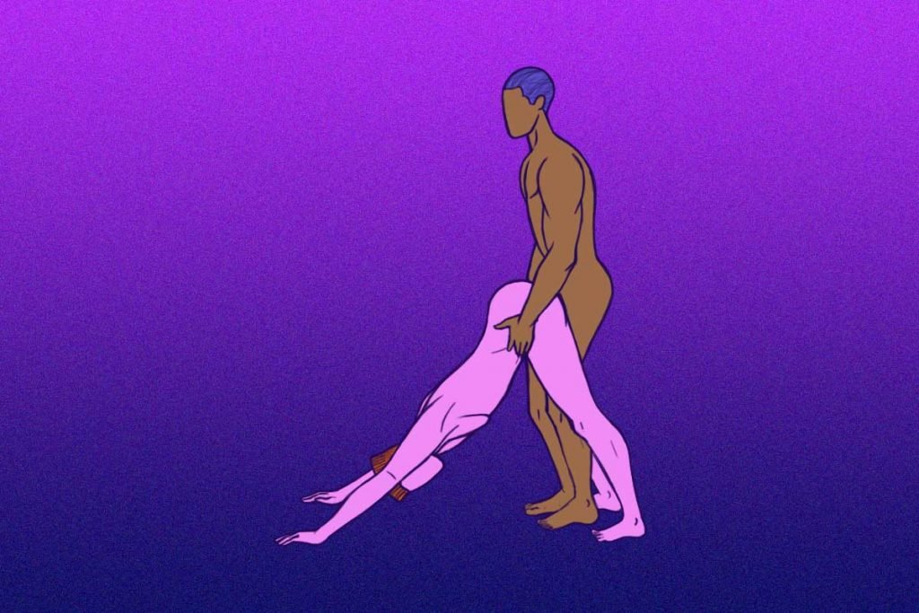 Desenho de posição sexual cão descendente
