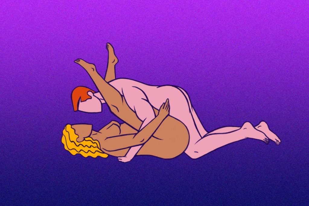Desenho de posição sexual missionária de pernas para o ar