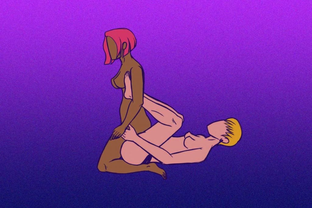 Desenho de posição sexual amazona reversa