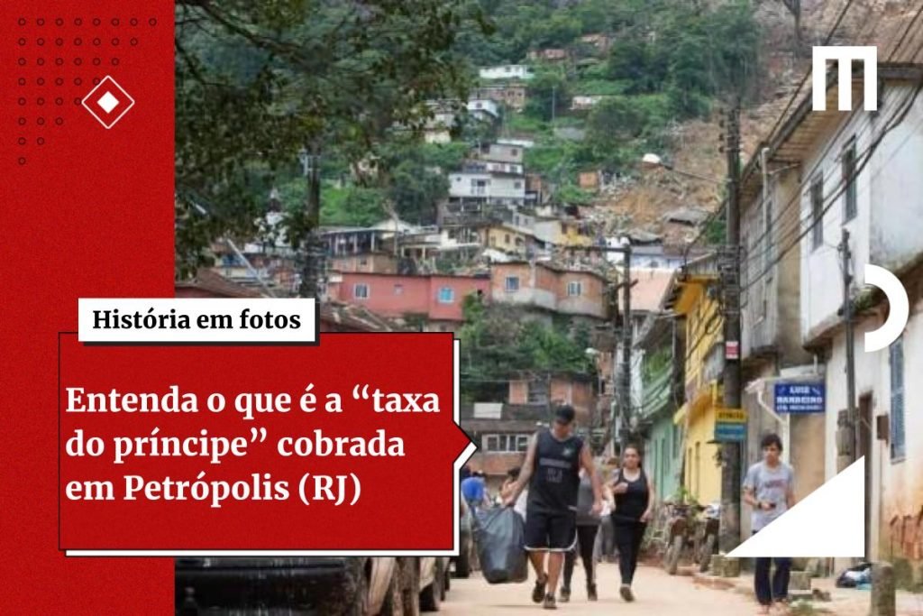 Rua de Petrópolis com vista para o morro e três pessoas andando na rua-Metrópoles
