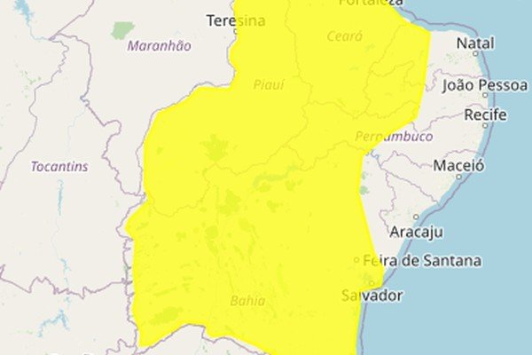 Ilustração colorida de mapa do Brasil com regiões destacadas em amarelo-Metrópoles