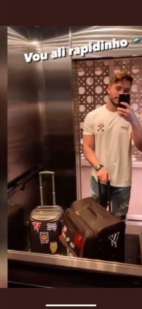 Lucas Viana publicou story antes de ir para o apartamento de Sarah no último fim de semana