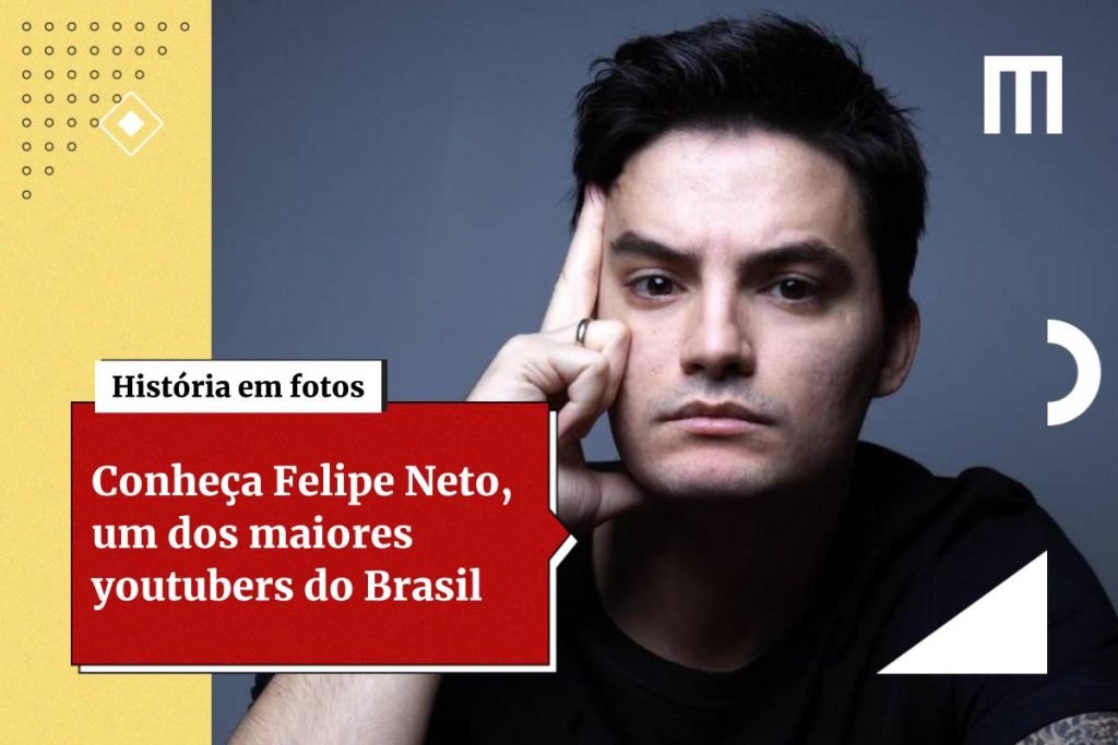 Felipe Neto veste camiseta preta e posa para foto com a mão no rosto-Metrópoles