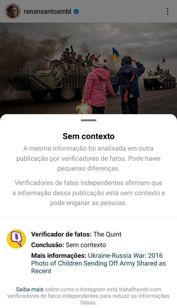 Postagem foi assinalada como