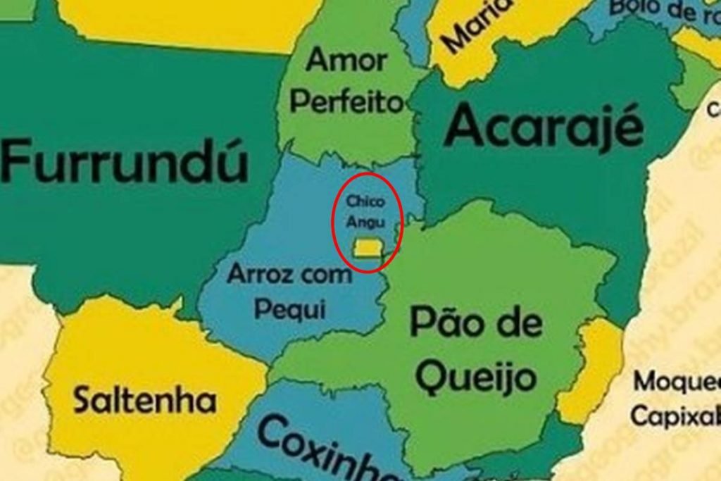 fechar mapa do brasil com pratos tipicos escritos
