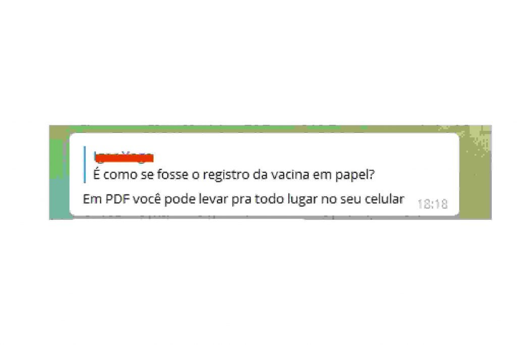 Cliente receberia um PDF que pode ser utilizado na entrada de lugares que pedem o comprovante de vacinação.