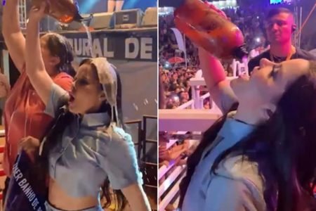 Maraisa toma banho de chopp
