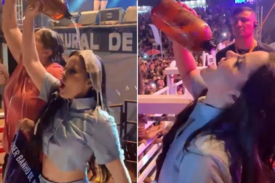 Maraisa toma banho de chopp