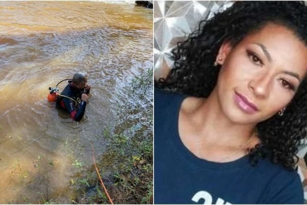 montagem com fotos de um bombeiro na água e uma mulher negra de cabelos cacheados escuros