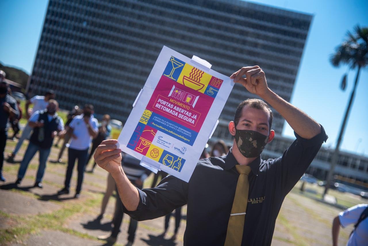 Protesto no Buriti pedindo a abertura do comercio no DF