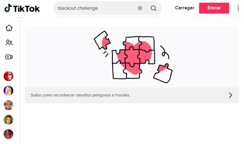 Print alerta TikTok sobre vídeos que colocam as pessoas em risco
