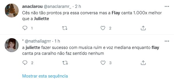 Muitos usuários do Twitter criticaram Juliette após vídeo de Flay cantando Whitney Houston
