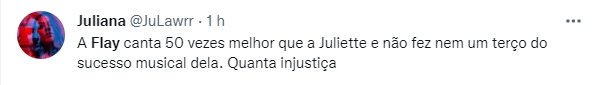 Muitos usuários do Twitter criticaram Juliette após vídeo de Flay cantando Whitney Houston