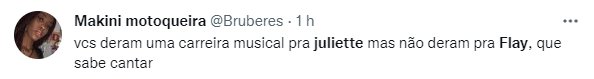 Muitos usuários do Twitter criticaram Juliette após vídeo de Flay cantando Whitney Houston
