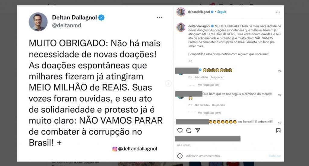 Deltan Dallagnol usa mesma manobra de mensaleiros com vaquinha on-line
