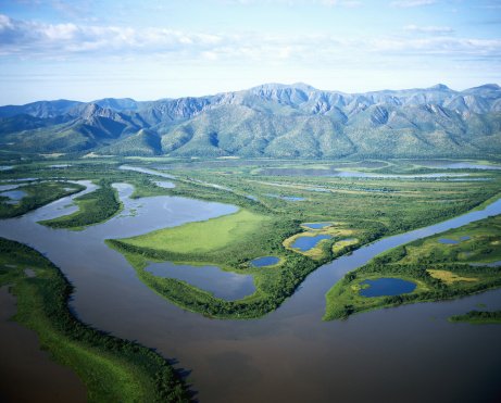 vista aérea da planície alagada no Mato Grosso