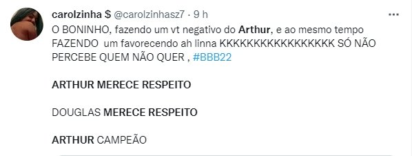 No Twitter, fãs do BBB22 Arthur Aguiar se revoltam com VT feito pela Globo e pedem respeito - Metrópoles