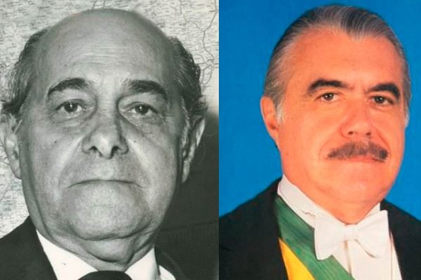 Em montagem de fotos justapostas, os ex-presidentes Tancredo Neves e José Sarney, que era inicialmente vice de Tancredo - Metrópoles