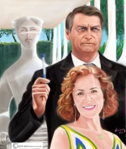 Pintura Jair Bolsonaro e Carla Zambelli