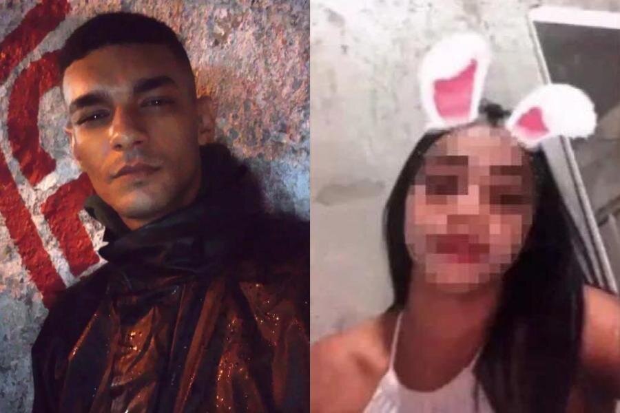 Motoboy Luiz Gabriel Bento, de 25 anos, e a influenciadora que pagou lanche com nota falsa