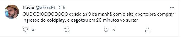 Internautas reclamam no Twitter que ingressos para show da banda Coldplay no Brasil esgotaram em minutos - Metrópoles