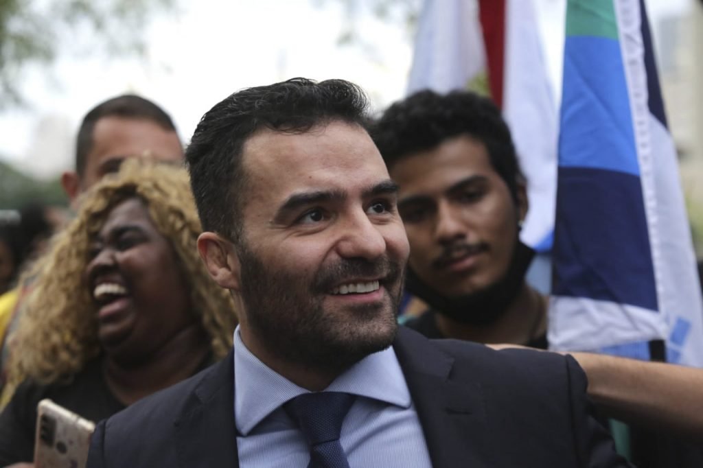 O deputado Estadual Arthur Do Val (União Brasil)o Movimento Brasil Livre (MBL), no protesto contra a cassação na Assembleia Legislativa São Paulo 6