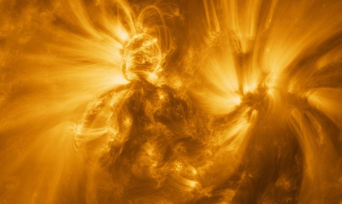 La enorme imagen del sol muestra la forma de un ser humano.