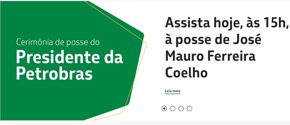 Cartaz divulga cerimônia de posse de José Mauro Ferreira Coelho à presidência da Petrobras