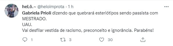 Gabriela Prioli é detonada no Twitter após falar sobre