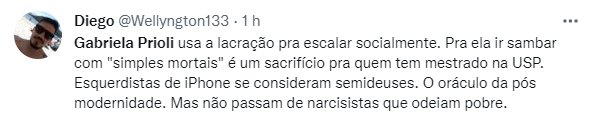 Gabriela Prioli é detonada no Twitter após falar sobre