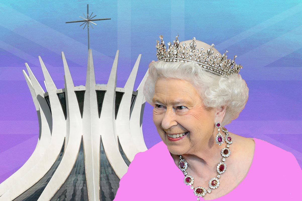 Montagem da Catedral e rainha Elizabeth