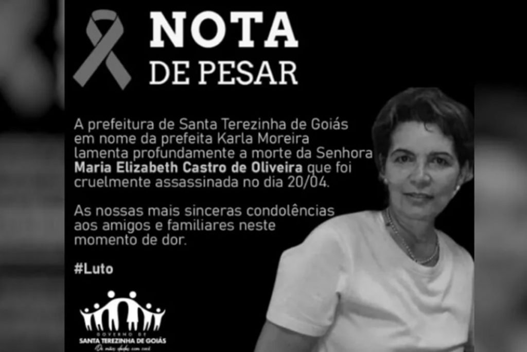 Nota de pesar da Prefeitura de Santa Terezinha de Goiás sobre mulher morta dentro da igreja