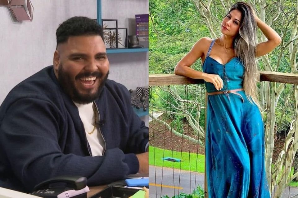 Montagem de duas fotos coloridas, de um lado o humorista Paulo Vieira, o do outro, a influenciadora Maíra Cardi