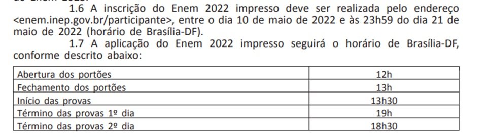 Inscrição para o Enem 2022 precisa ser feita entra 10 a 21 de maio