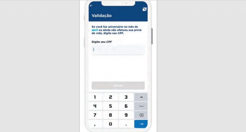 Tela do aplicativo para prova de vida digital no DF - Metrópoles