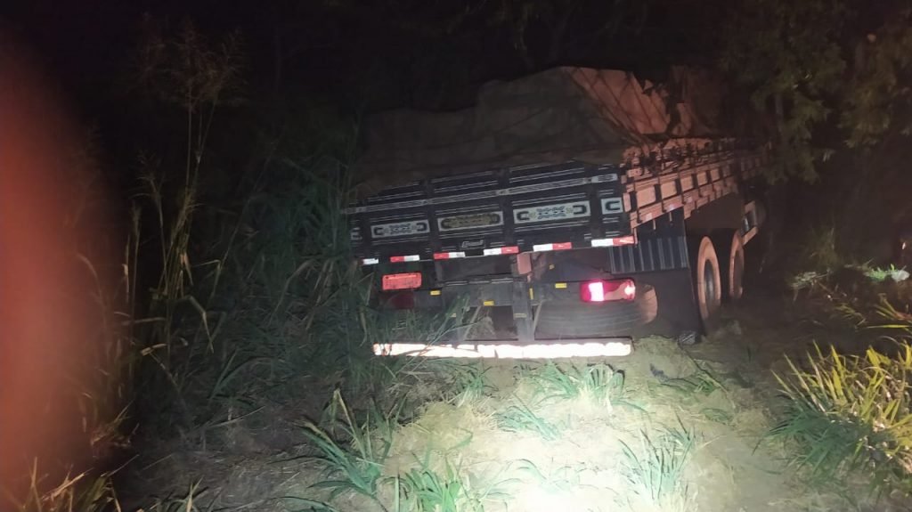 Caminhão saiu da pista depois de colidir de frente com carro que saiu da pista para fazer ultrapassagem em Goiás