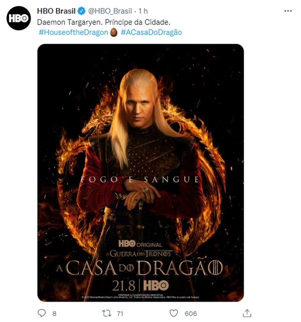 HBO Max divulga data de estreia da série House of The Dragon